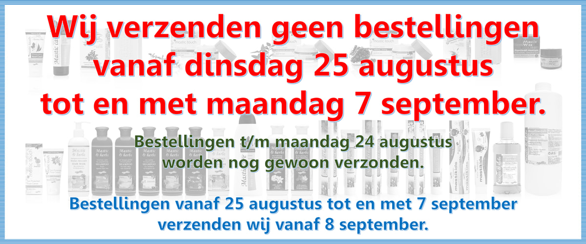 Geen bezorging augustus-september 2026